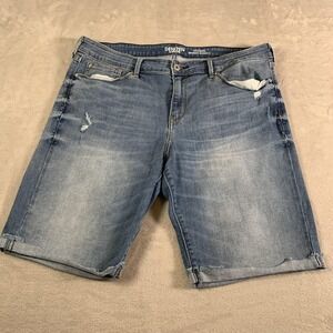 Denizen Levi's Denim Shorts Women 18 34 Modern Skinny Distressed Stretch Raw Hem